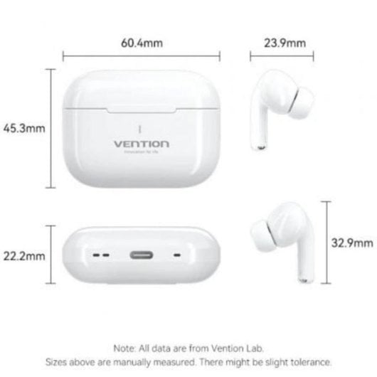 Auriculares Vention inalámbricos Bluetooth 5.4 blancos con estuche de carga e IPX4
