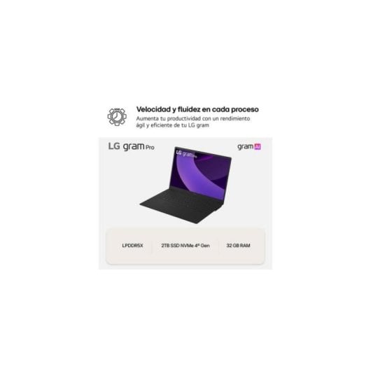 Portatil LG Gram Pro AI 16" Intel Core Ultra 7 255H 32GB 1TB SSD RTX 5050 8GB Negro IA 144Hz