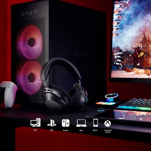 HyperX Cloud Alpha 2 Auriculares Gaming Inalámbricos con Base RGB y 250 h de Batería PC Negro