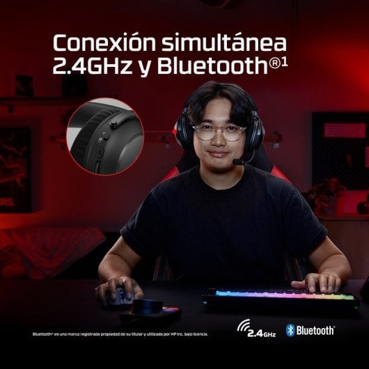HyperX Cloud Alpha 2 Auriculares Gaming Inalámbricos con Base RGB y 250 h de Batería PC Negro