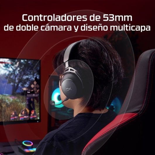 HyperX Cloud Alpha 2 Auriculares Gaming Inalámbricos con Base RGB y 250 h de Batería PC Negro