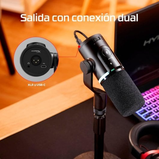 Microfono HyperX FlipCast USB XLR dinamico con montura antivibrazioni nero