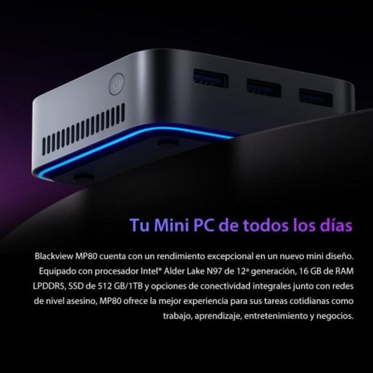 PC Sobremesa Blackview MP80 Intel N97 16GB 512GB SSD Triple HDMI WiFi5 VESA