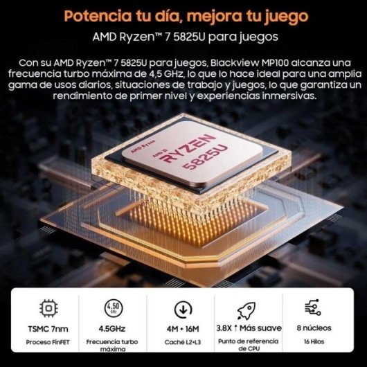Mini PC Blackview MP100 AMD Ryzen 7 5825U 32GB 1TB SSD Radeon Windows 11 RGB