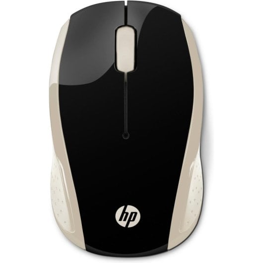 Ratón HP inalámbrico 1000 DPI ambidiestro negro oro pilas AAA