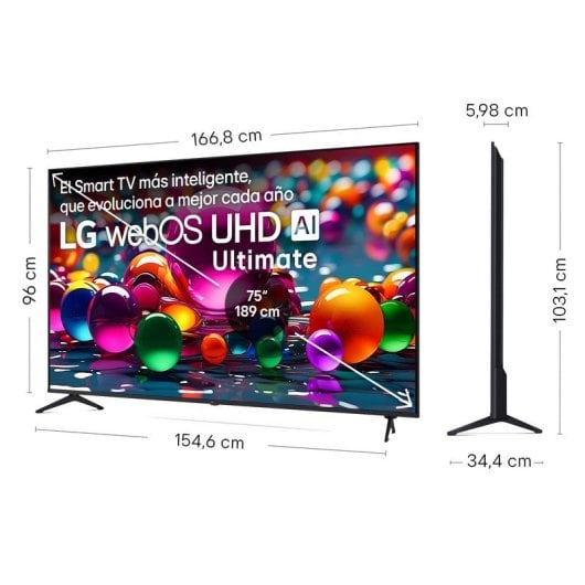LG LED 75UA7LB.AEU 75" 4K Ultra HD Smart TV WebOS AirPlay2 HDR HDMI 2.1 Sin Marco