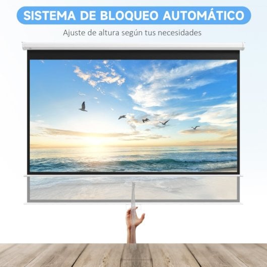 Homcom Pantalla De Proyector Manual 120 Pulgadas Formato 16:9 266x149 Cm Blanco