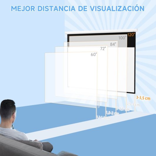 Homcom Pantalla De Proyector Manual 120 Pulgadas Formato 16:9 266x149 Cm Blanco