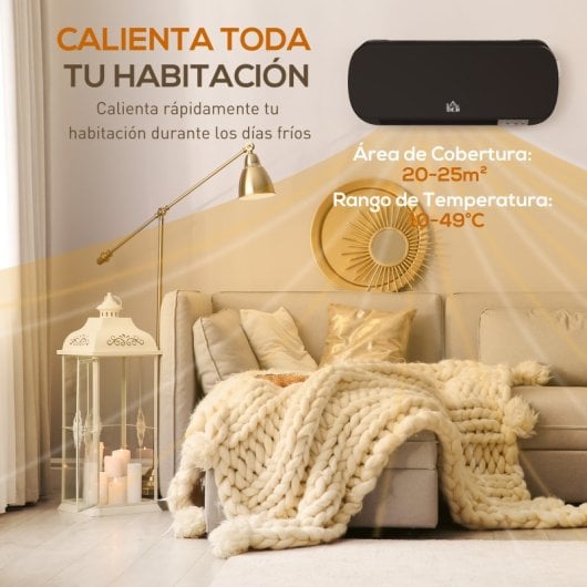 Homcom Calefactor Eléctrico De Pared 1000w/2000w Control Remoto 45x18,6x11,5 Cm