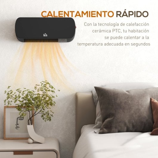Homcom Calefactor Eléctrico De Pared 1000w/2000w Control Remoto 45x18,6x11,5 Cm