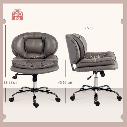 Homcom Silla De Oficina Con Piernas Cruzadas Asiento Ancho Gris Oscuro