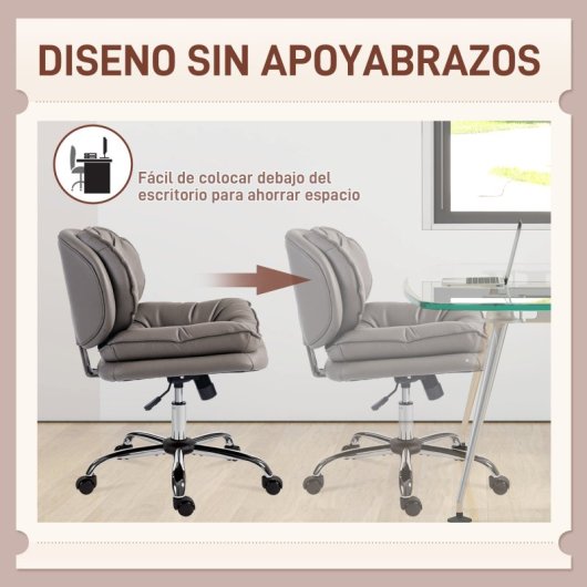 Homcom Silla De Oficina Con Piernas Cruzadas Asiento Ancho Gris Oscuro