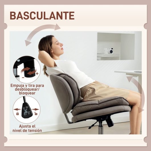 Homcom Silla De Oficina Con Piernas Cruzadas Asiento Ancho Gris Oscuro