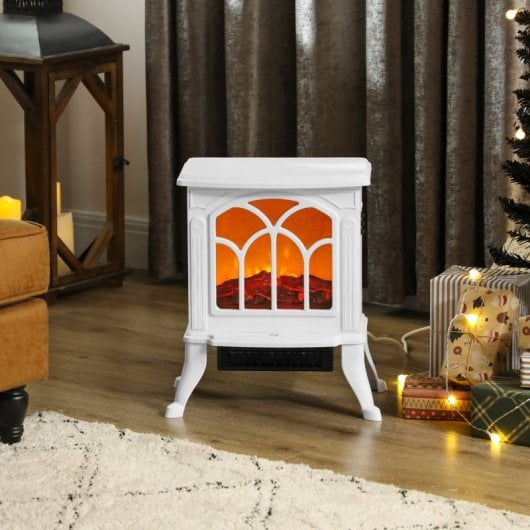 Homcom Chimenea Eléctrica De Pie 750/1500 W Área De Cobertura 15-20 M² Blanco