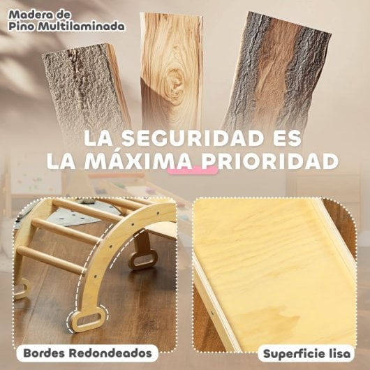 Aiyaplay 5 En 1 Triángulo De Escalada De Madera 178x64,5x63 Cm Madera Natural