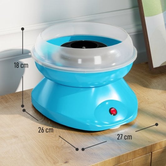 Homcom Máquina De Algodón De Azúcar 450w-550w Con 10 Palitos Para Fiestas Azul