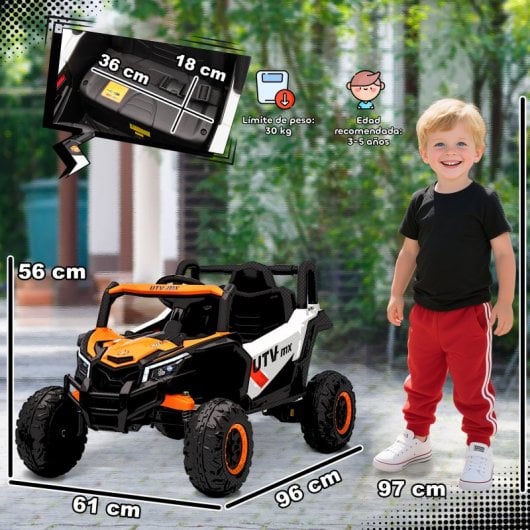 Aiyaplay Coche Eléctrico Para Niños 12v Con 2 Motores Control Remoto Naranja