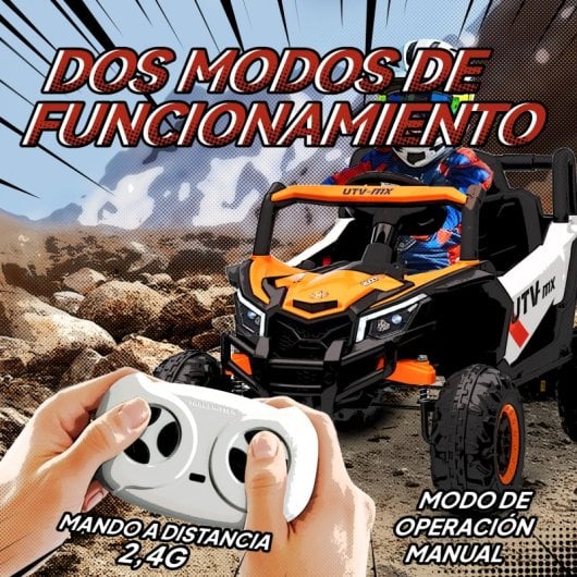Aiyaplay Coche Eléctrico Para Niños 12v Con 2 Motores Control Remoto Naranja