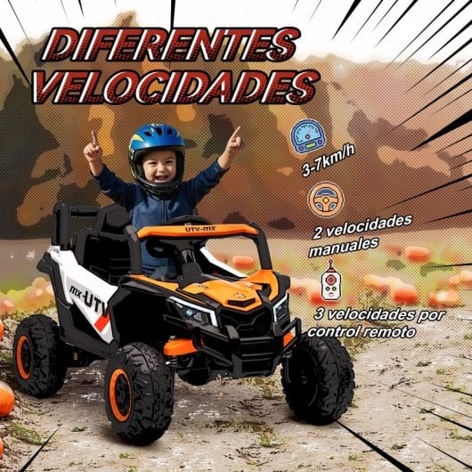 Aiyaplay Coche Eléctrico Para Niños 12v Con 2 Motores Control Remoto Naranja