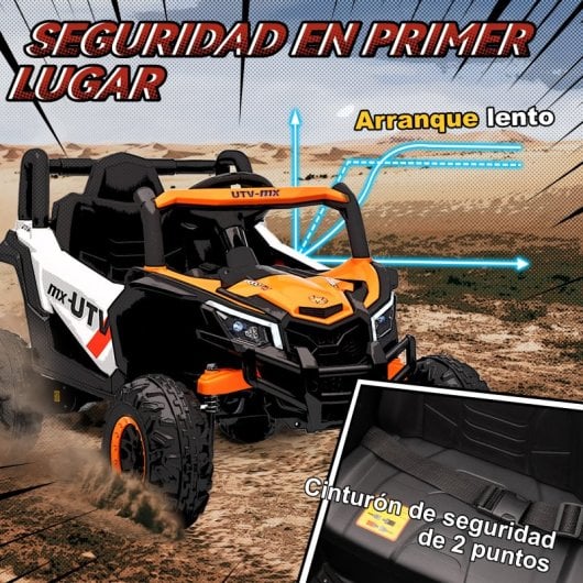 Aiyaplay Coche Eléctrico Para Niños 12v Con 2 Motores Control Remoto Naranja