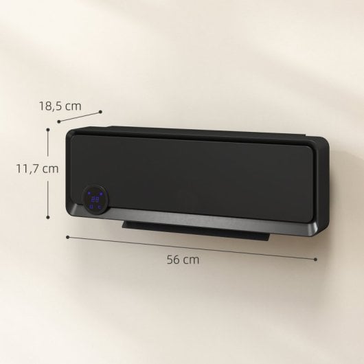 Homcom Calefactor Eléctrico De Pared 1000w/2000w Control Remoto 56x18,5x11,7 Cm