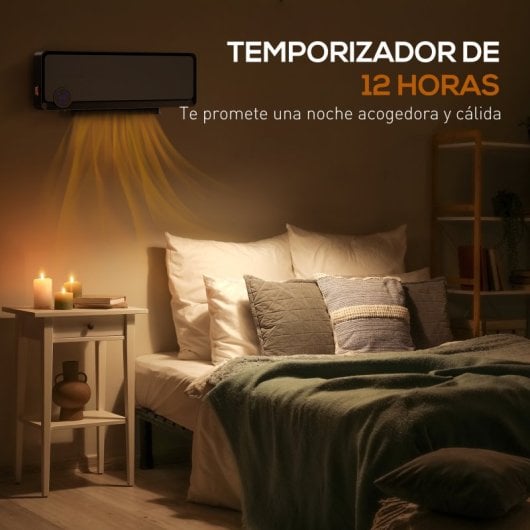 Homcom Calefactor Eléctrico De Pared 1000w/2000w Control Remoto 56x18,5x11,7 Cm