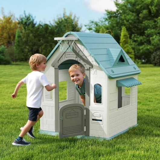 Aiyaplay Casita Infantil Exterior E Interior 5 En 1 Beige