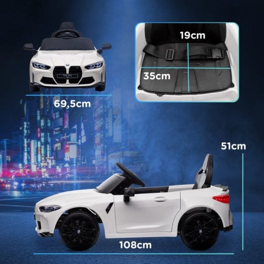 Aiyaplay Coche Eléctrico Para Niños Bmw M4 Con Mando A Distancia Blanco