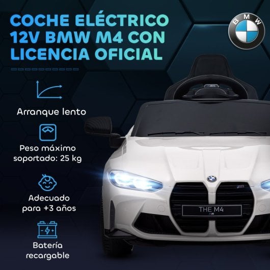 Aiyaplay Coche Eléctrico Para Niños Bmw M4 Con Mando A Distancia Blanco