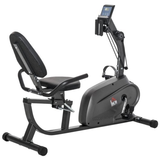 Homcom Bicicleta Estática Con Respaldo De 8 Niveles De Resistencia Con Volante