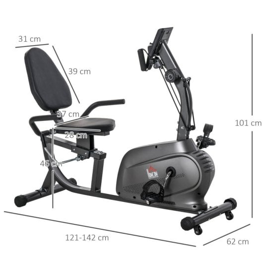 Homcom Bicicleta Estática Con Respaldo De 8 Niveles De Resistencia Con Volante