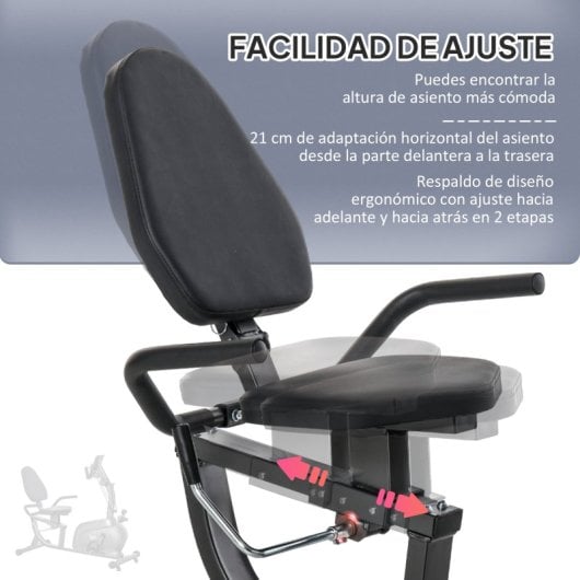 Homcom Bicicleta Estática Con Respaldo De 8 Niveles De Resistencia Con Volante