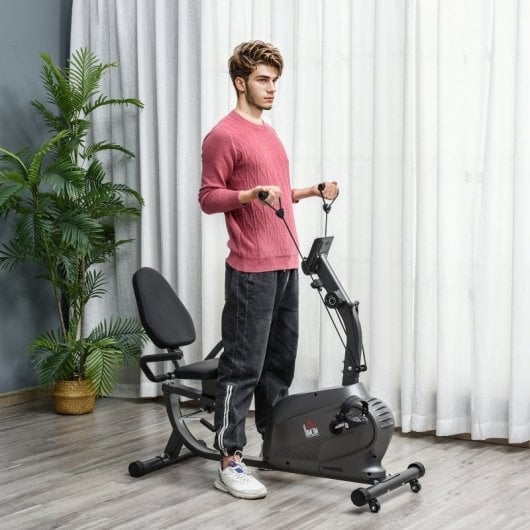 Homcom Bicicleta Estática Con Respaldo De 8 Niveles De Resistencia Con Volante