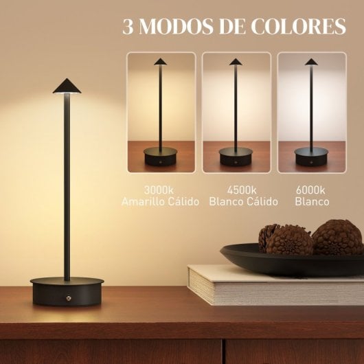 Homcom Juego De 2 Lámparas De Mesa Recargables Regulables Con Control Táctil