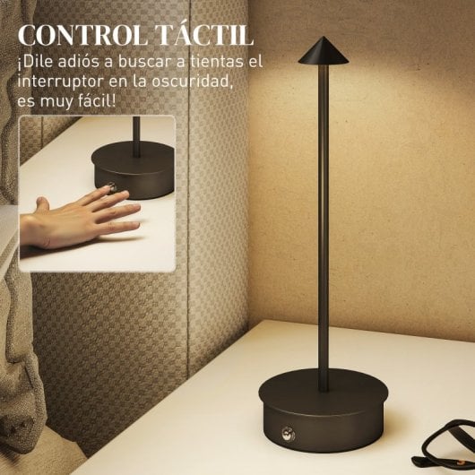 Homcom Juego De 2 Lámparas De Mesa Recargables Regulables Con Control Táctil
