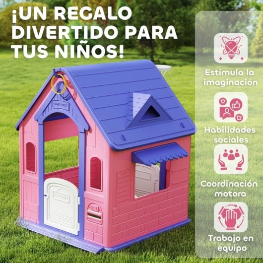Aiyaplay Casita Infantil Exterior E Interior 3 En 1 Rosa Y Morado
