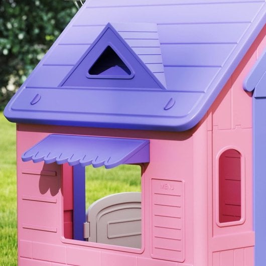 Aiyaplay Casita Infantil Exterior E Interior 3 En 1 Rosa Y Morado