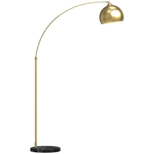 Homcom Lámpara De Pie Arco Altura Ajustable 110-115x35x170-180 Cm Dorado Y Negro