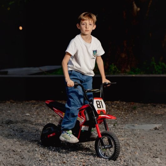 Aiyaplay Moto Eléctrica Para Niños 24v Motor 250w Velocidad De 6-16km/h Rojo