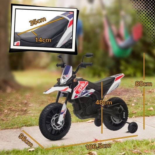 Aiyaplay Moto Eléctrica Para Niños 12v Con Licencia Aprilia Blanco