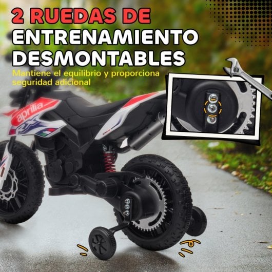Aiyaplay Moto Eléctrica Para Niños 12v Con Licencia Aprilia Blanco