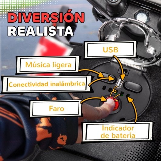 Aiyaplay Moto Eléctrica Para Niños 12v Con Licencia Aprilia Blanco