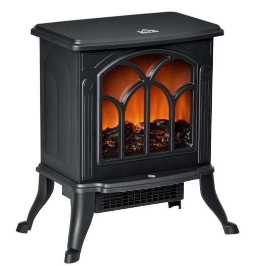 Homcom Chimenea Eléctrica De Pie 750/1500 W Área De Cobertura 15-20 M² Negro