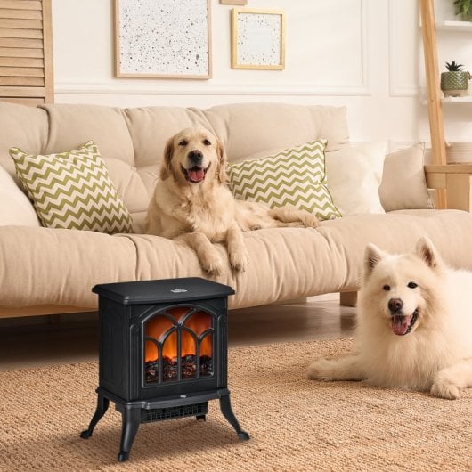 Homcom Chimenea Eléctrica De Pie 750/1500 W Área De Cobertura 15-20 M² Negro