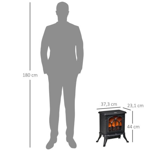 Homcom Chimenea Eléctrica De Pie 750/1500 W Área De Cobertura 15-20 M² Negro