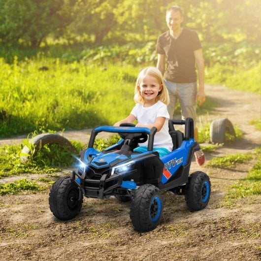 Aiyaplay Coche Eléctrico Para Niños 12v Con 2 Motores Control Remoto Azul