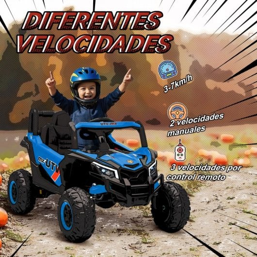 Aiyaplay Coche Eléctrico Para Niños 12v Con 2 Motores Control Remoto Azul