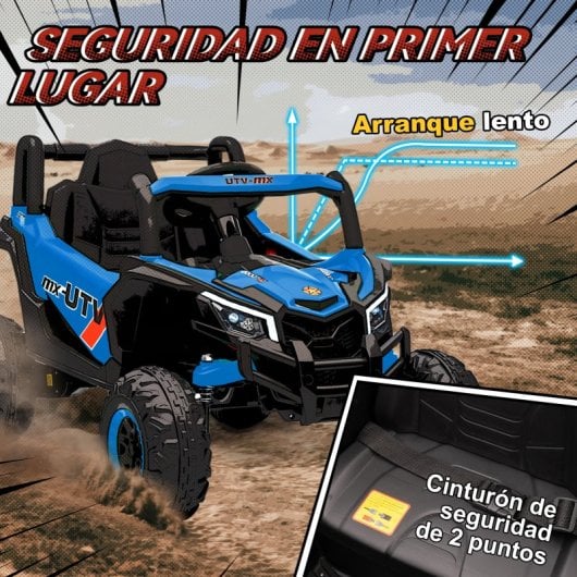 Aiyaplay Coche Eléctrico Para Niños 12v Con 2 Motores Control Remoto Azul
