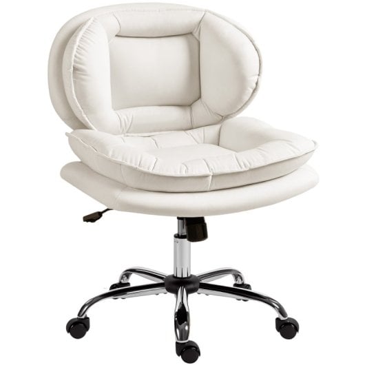 Homcom Silla De Oficina Con Piernas Cruzadas Asiento Ancho Gris Claro
