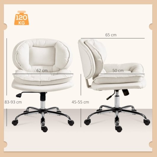 Homcom Silla De Oficina Con Piernas Cruzadas Asiento Ancho Gris Claro